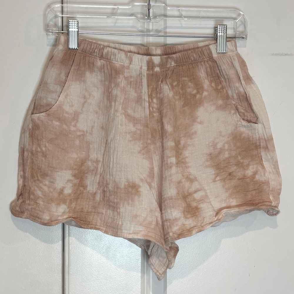 Show Me Your Mumu Cabana Shorts Twisted Tan Tie Dye Cotton Gauze S